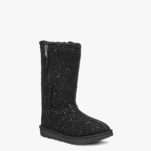 Ugg Sequin Knit Kids Classic Boots Black (2540QPYAO)